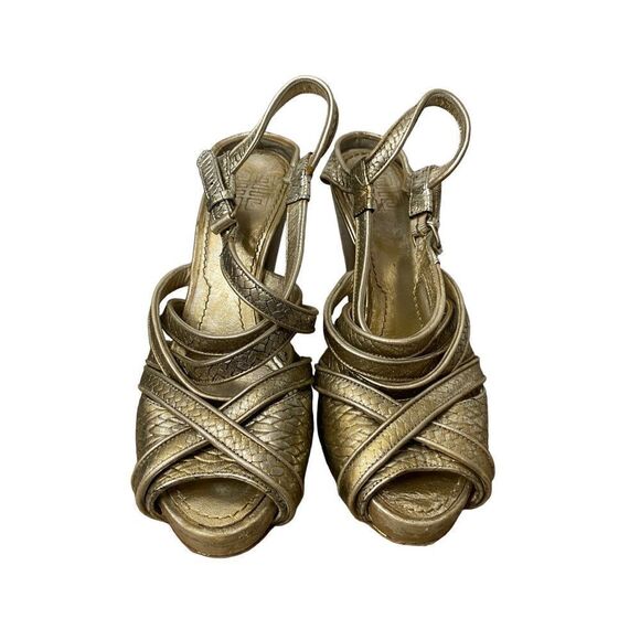 Givenchy Gold Strappy Sandal Heels - Picture 8 of 16
